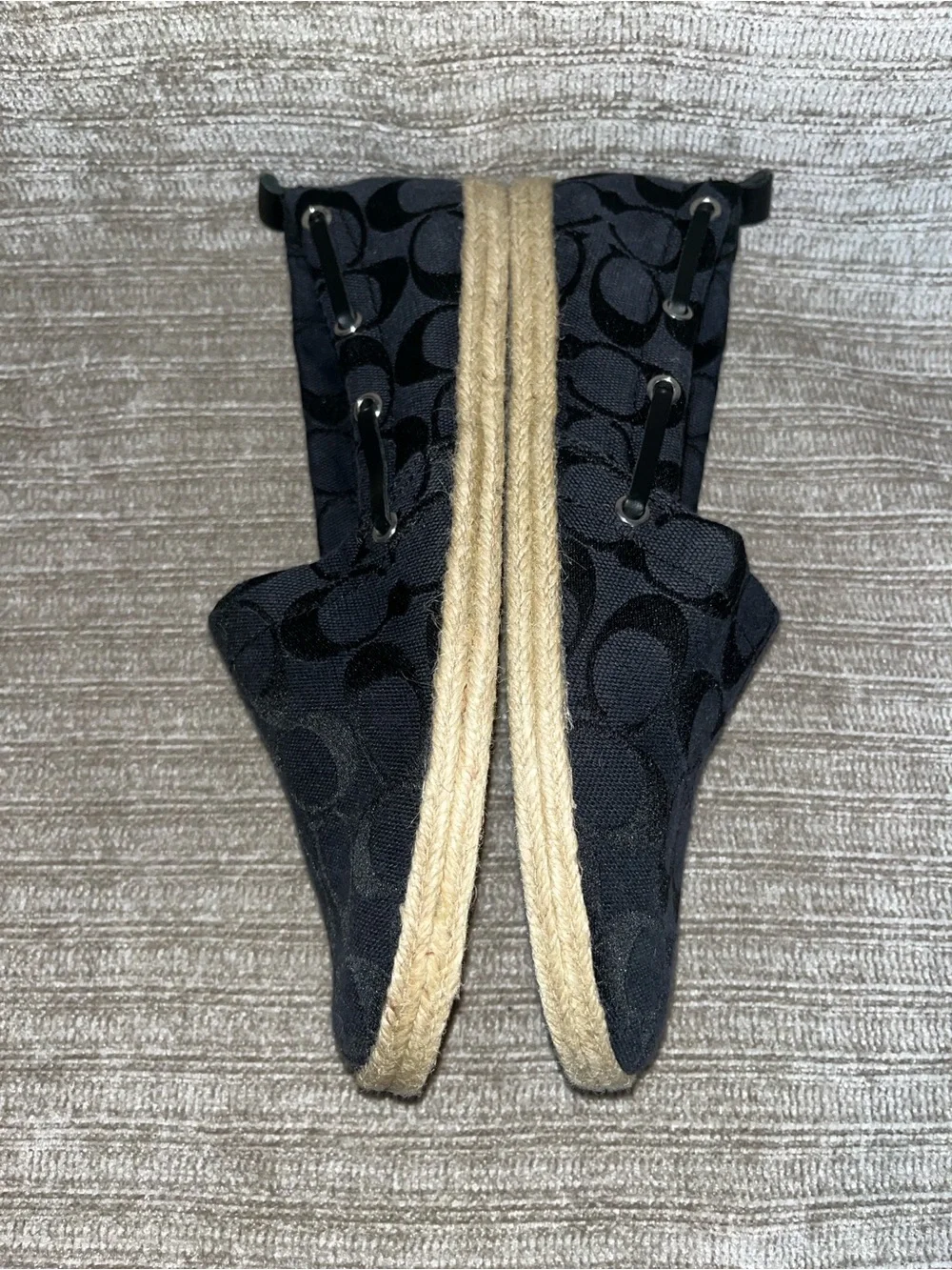 Coach Mellow Espadrilles Black Logo Signature Canvas Flats Shoes Women’s 7.5 New